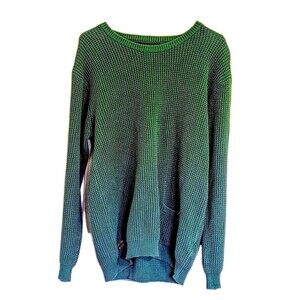 Valiant Clothing Vintage Cotton Waffle Knit Tunic Sweater Large Green